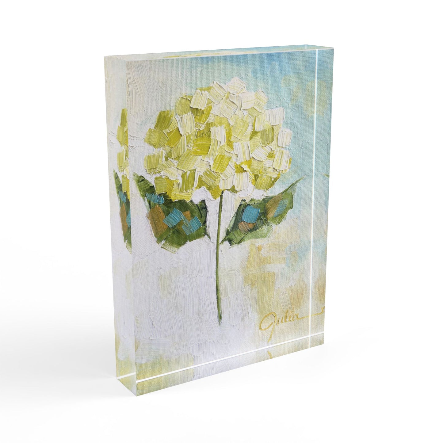 Upheld - 5" x 7" Hydrangea Painting Acrylic Block