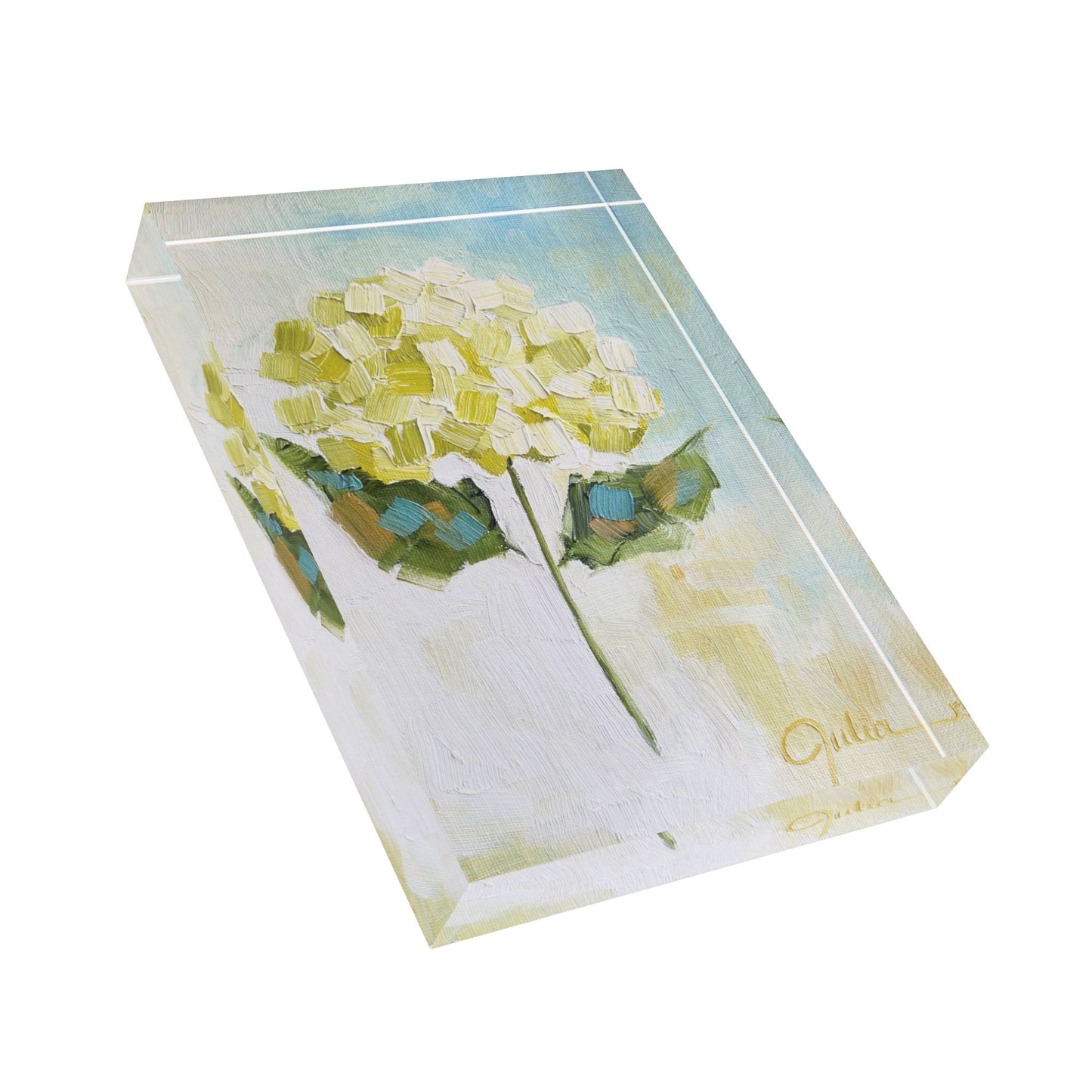 Upheld - 5" x 7" Hydrangea Painting Acrylic Block