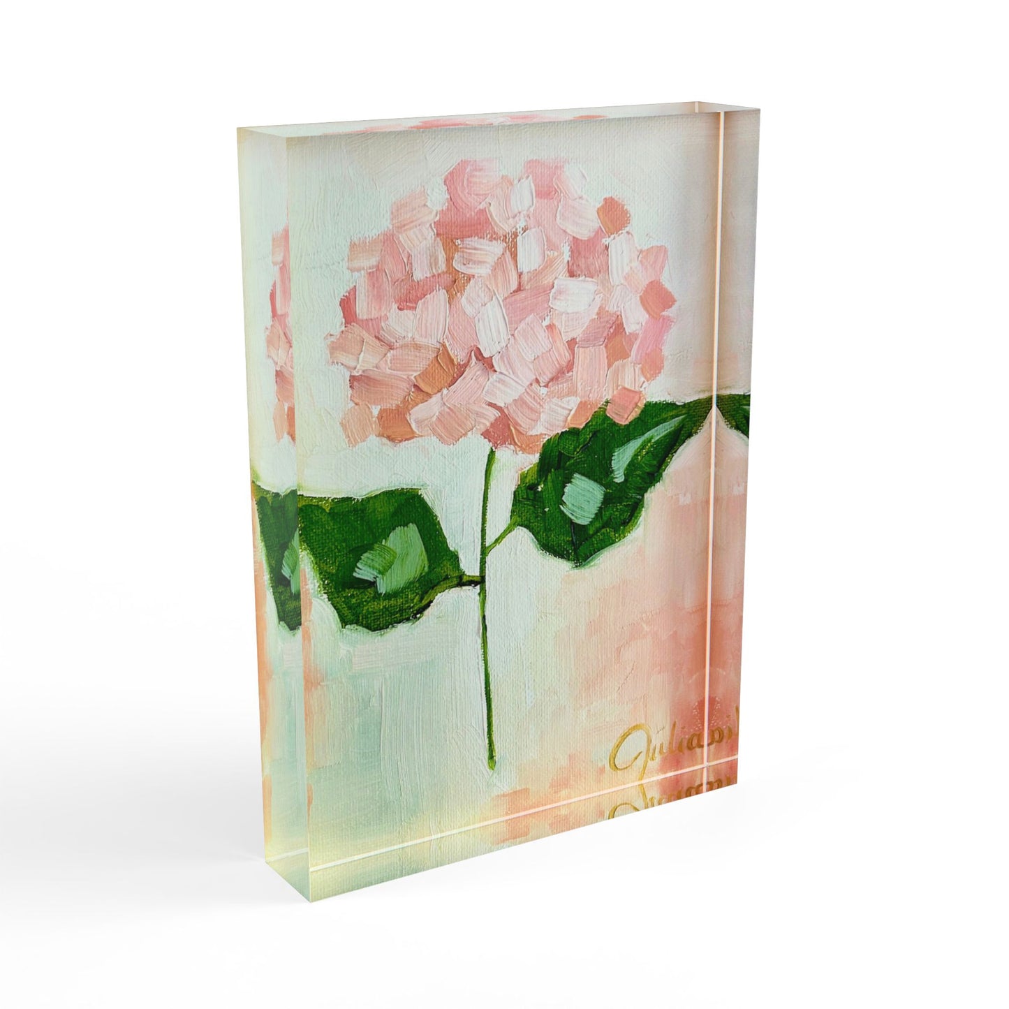 In All Things - 5" x 7" Hydrangea Painting Acrylic Block