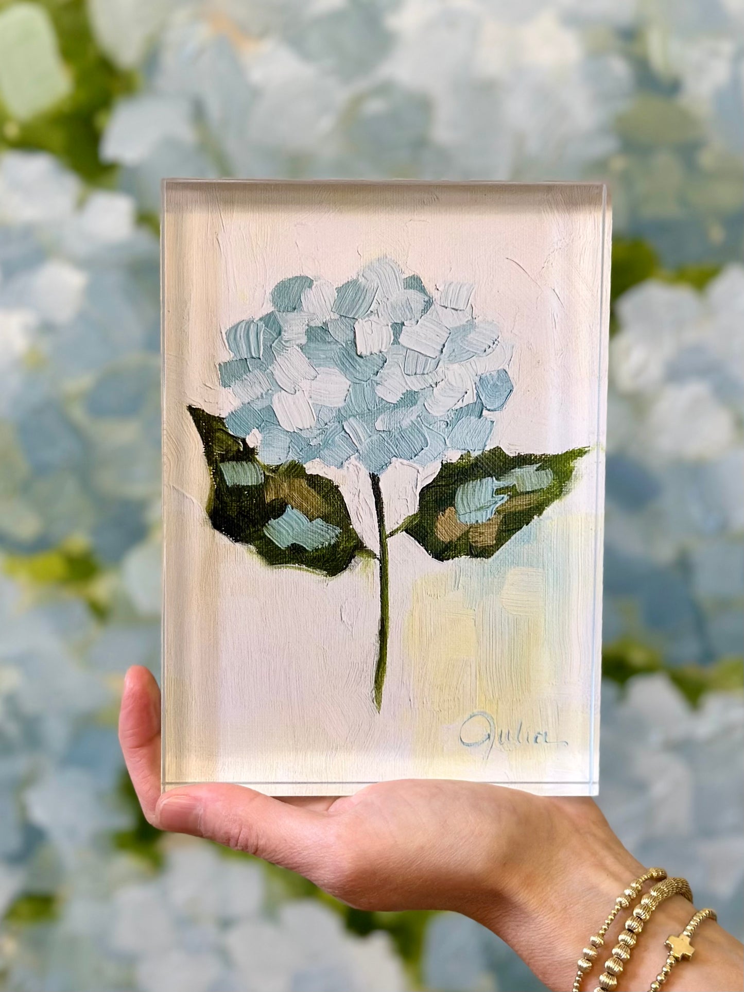 Favor As A Shield - 5" x 7" Hydrangea Painting Acrylic Block