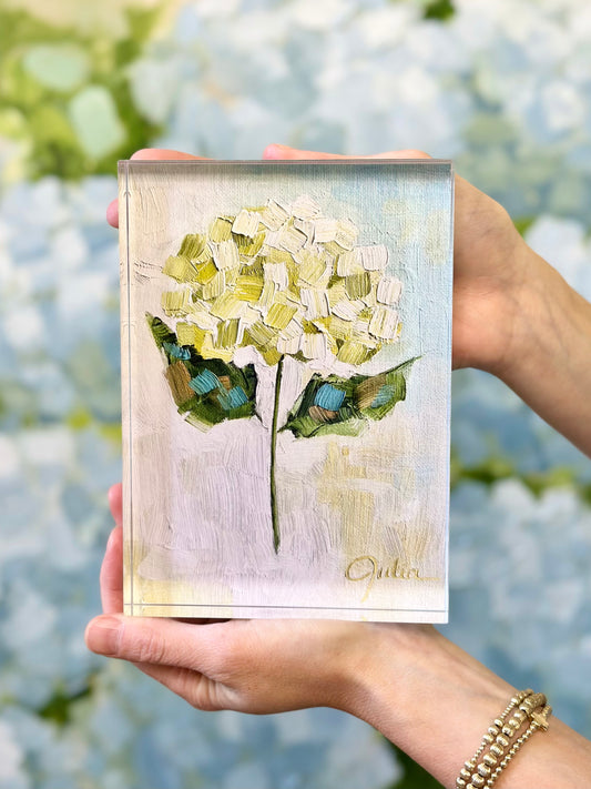 Upheld - 5" x 7" Hydrangea Painting Acrylic Block